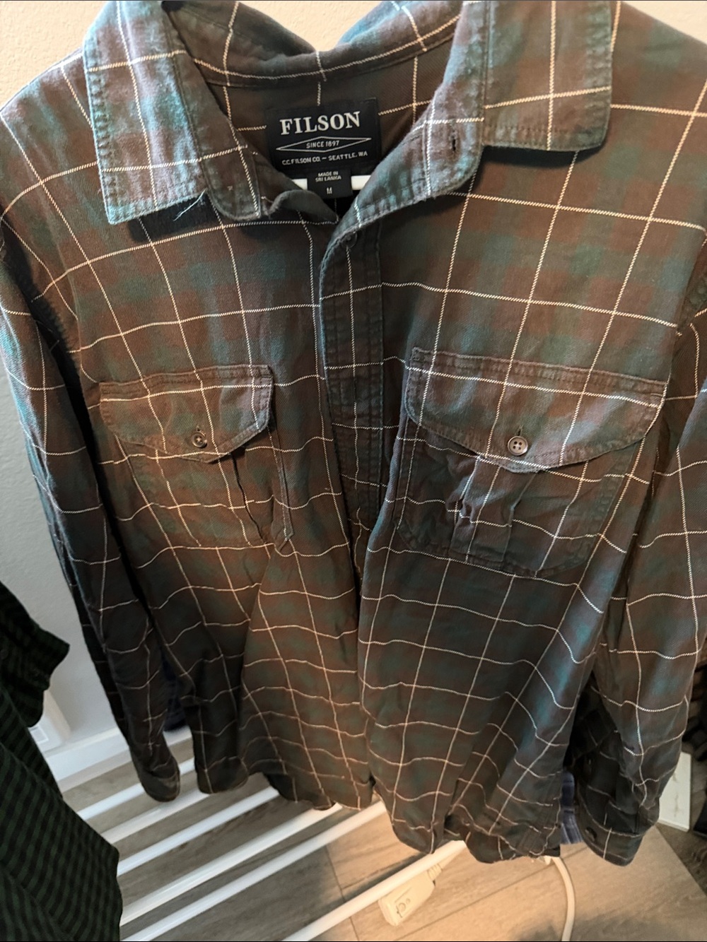 Filson Green and Brown Plaid Lightweight Shirt Jacket